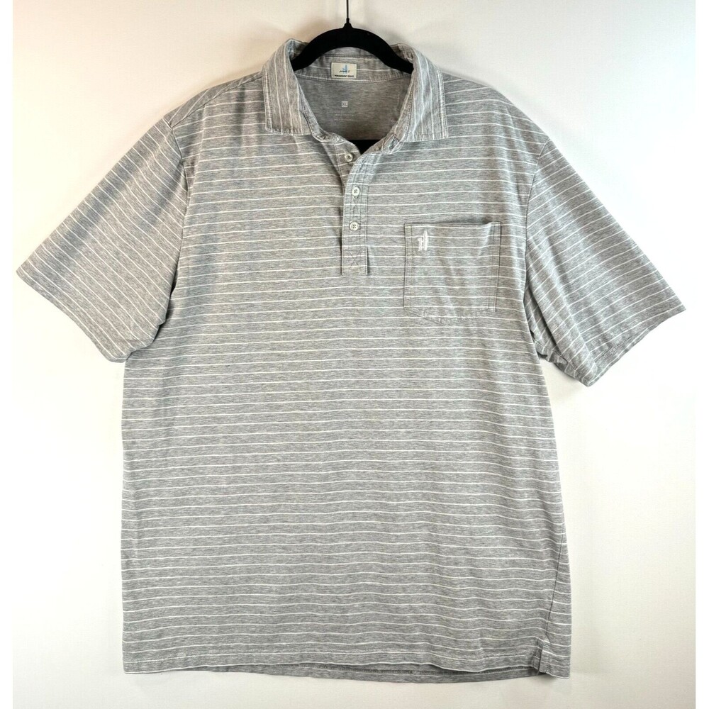 Johnnie O Hangin Out Mens Polo Shirt Gray The Original Polo Neese Stripe Size XL